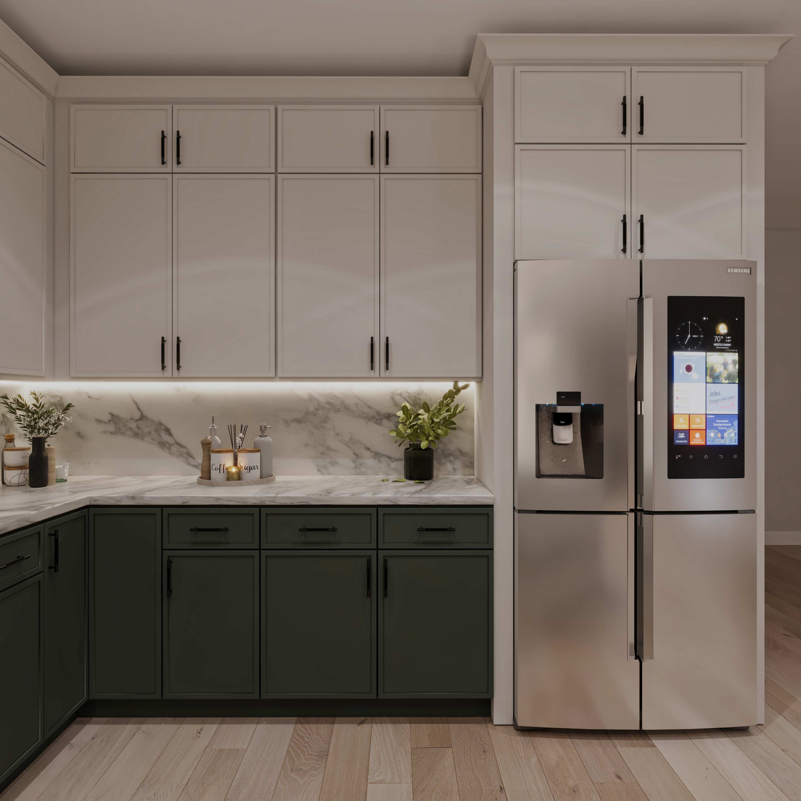 Green and Dove White Shaker Charm kitchen