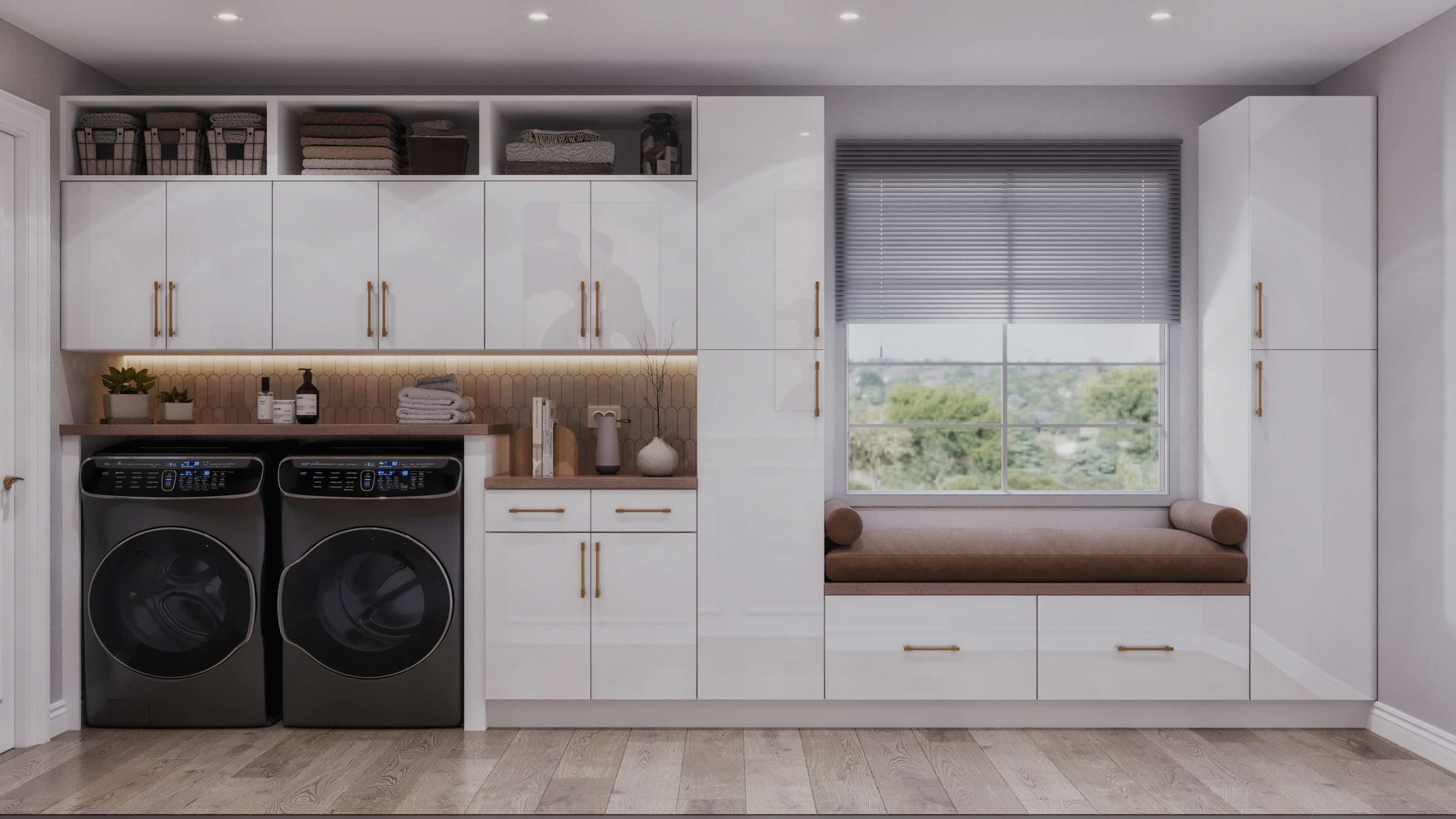Frameless European laundry room