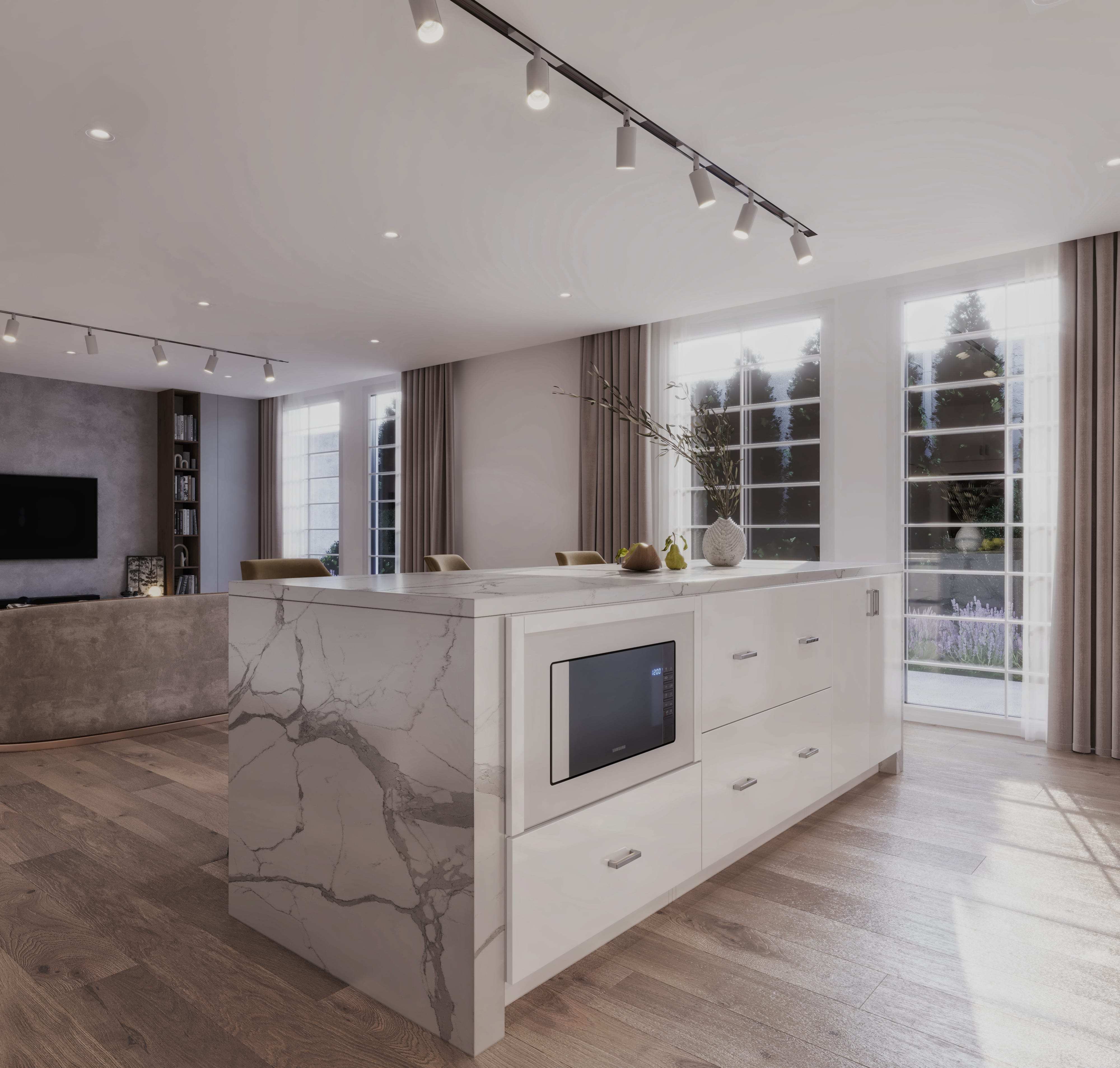Frameless European kitchen cabinetry