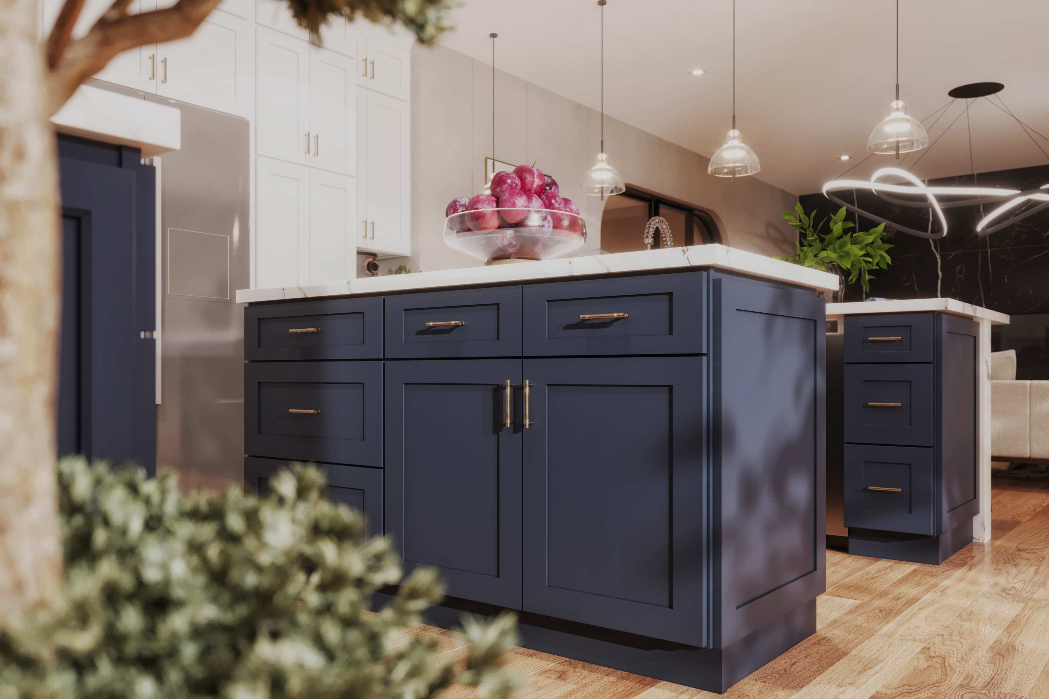 Navy Blue Shaker Charm pantry wall
